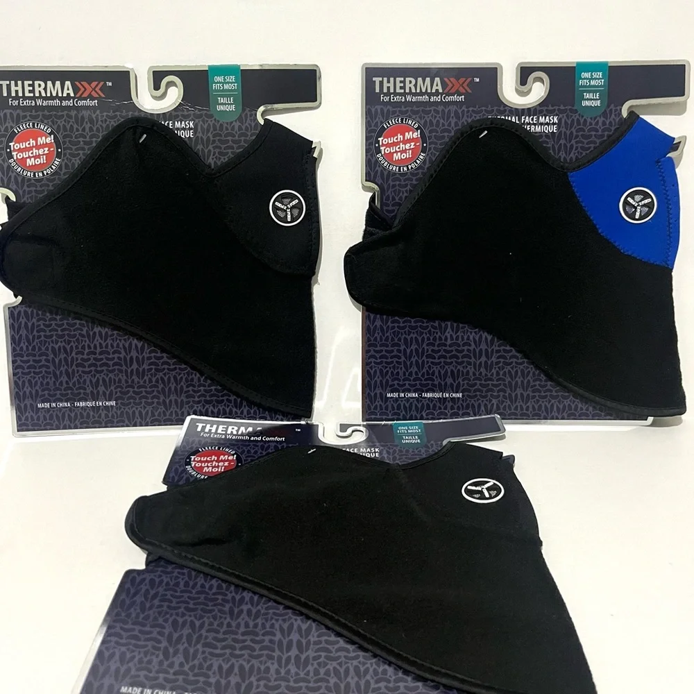 THERMA XXX Fleece Lined Thermal Black and Blue Face Mask Lot of 3